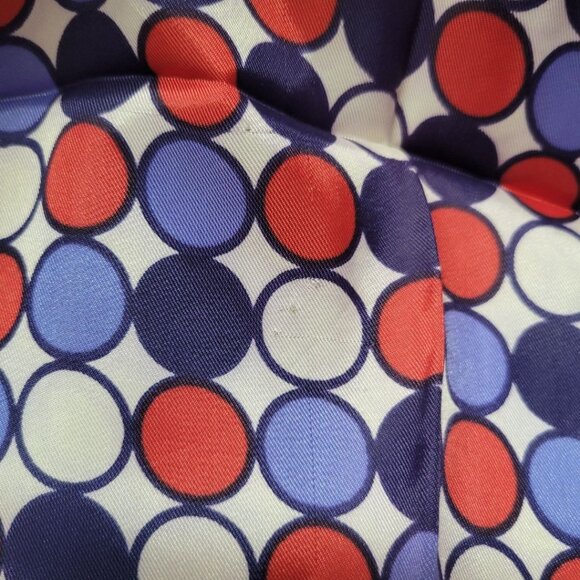 Square Scarf Blue Red Japan Acetate Womens Soft Vintage Geometric USA 24 Inch - Picture 6 of 7